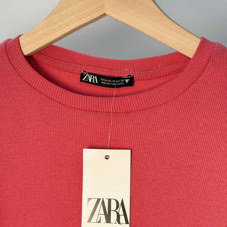 جزئیات کراپ آستین اشکی زنانه ZARA رنگ صورتی لیونا قشم