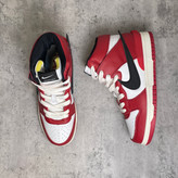 کتونی نایک آمبوش زنانه ساق دار مدل dunk high x Ambush رنگ سفید قرمز مشکی (شیکاگو)