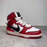 کتونی نایک آمبوش زنانه ساق دار مدل dunk high x Ambush رنگ سفید قرمز مشکی (شیکاگو)