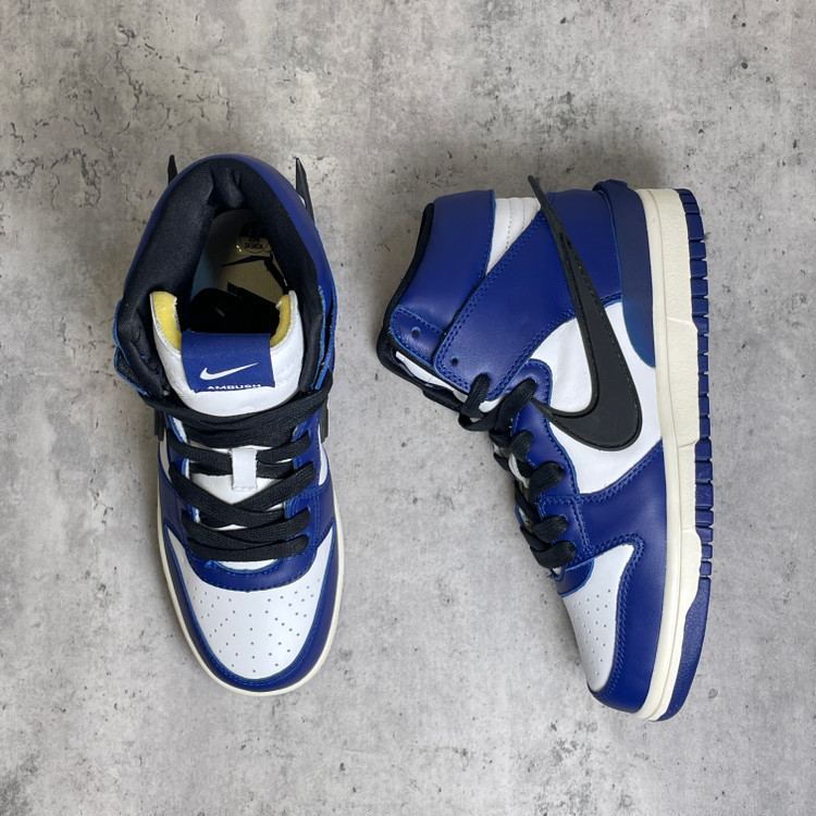 کتونی نایک ساق دار زنانه آمبوش مدل Dunk High Ambush Deep Royal آبی سفید مشکی