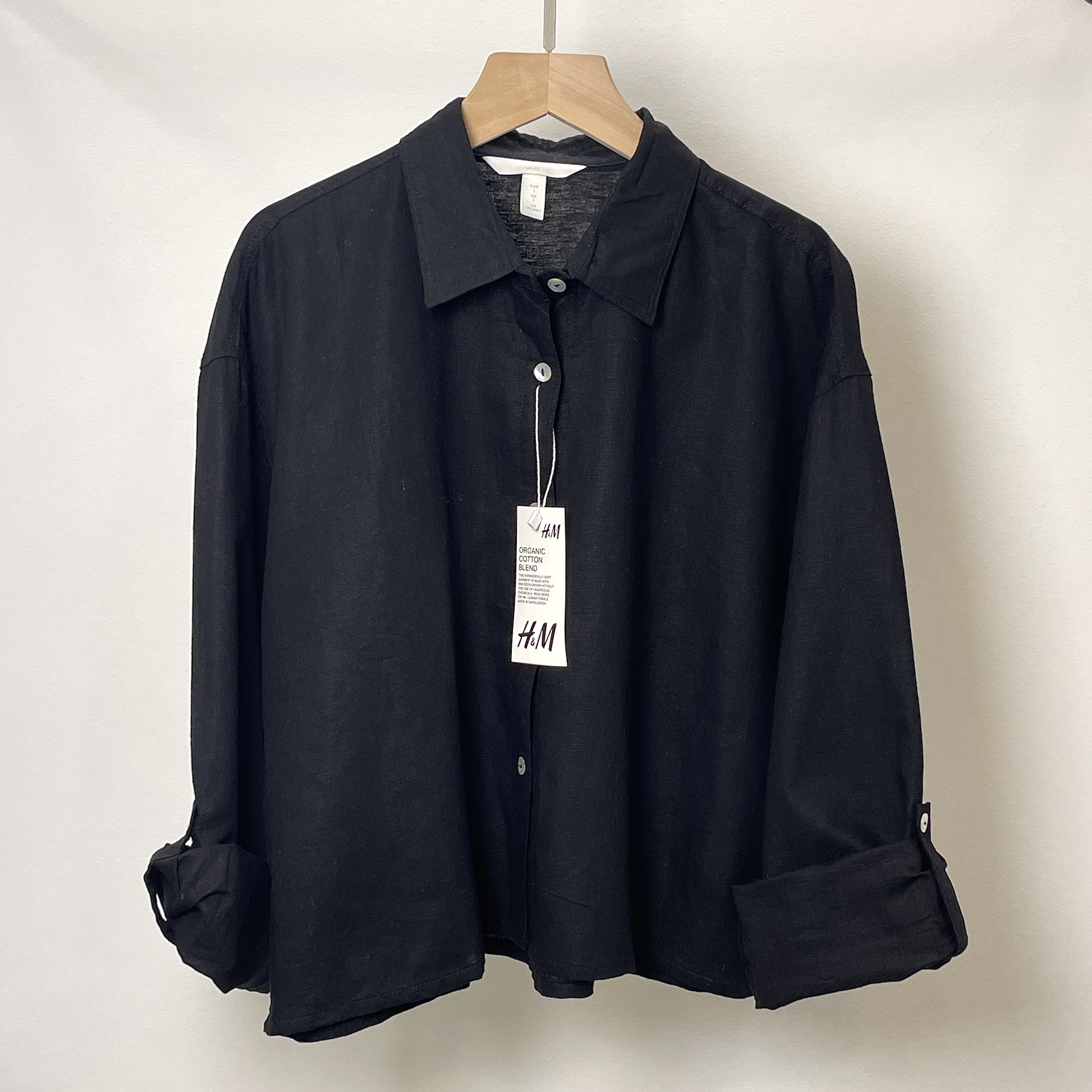شومیز کراپ زنانه H&M | لینن مشکی