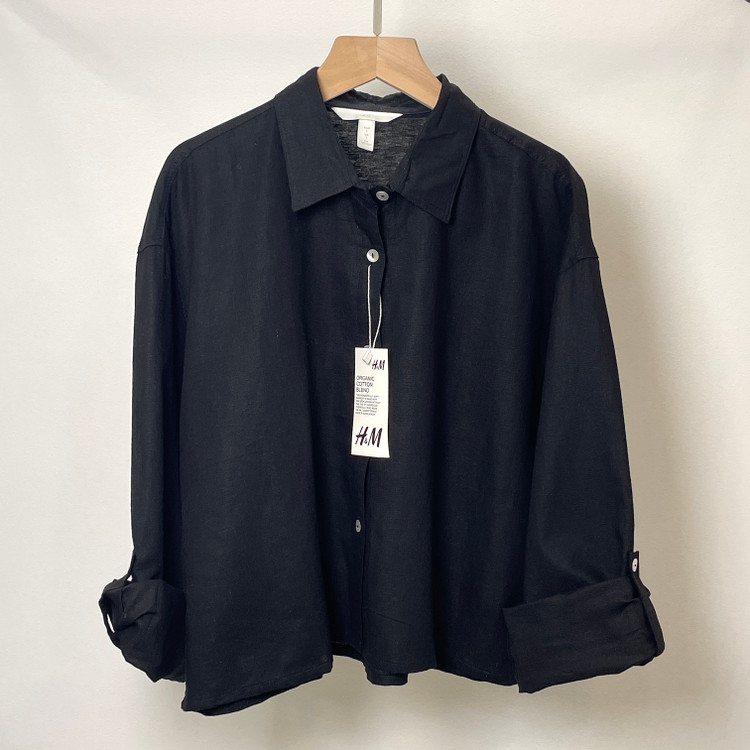 شومیز کراپ زنانه H&M | لینن مشکی