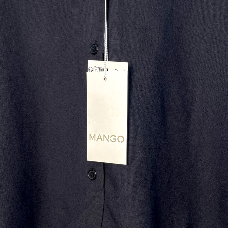 جزئیات شومیز کراپ لینن زنانه MANGO | مشکی