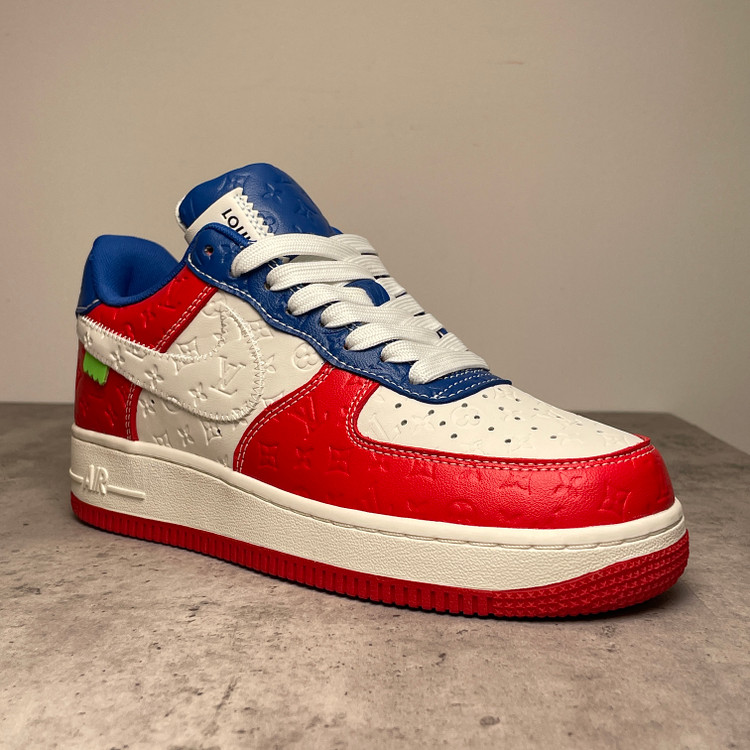 کتونی Air Force 1 طرح Louis Vuitton سفید آبی قرمز | مستر کوالیتی