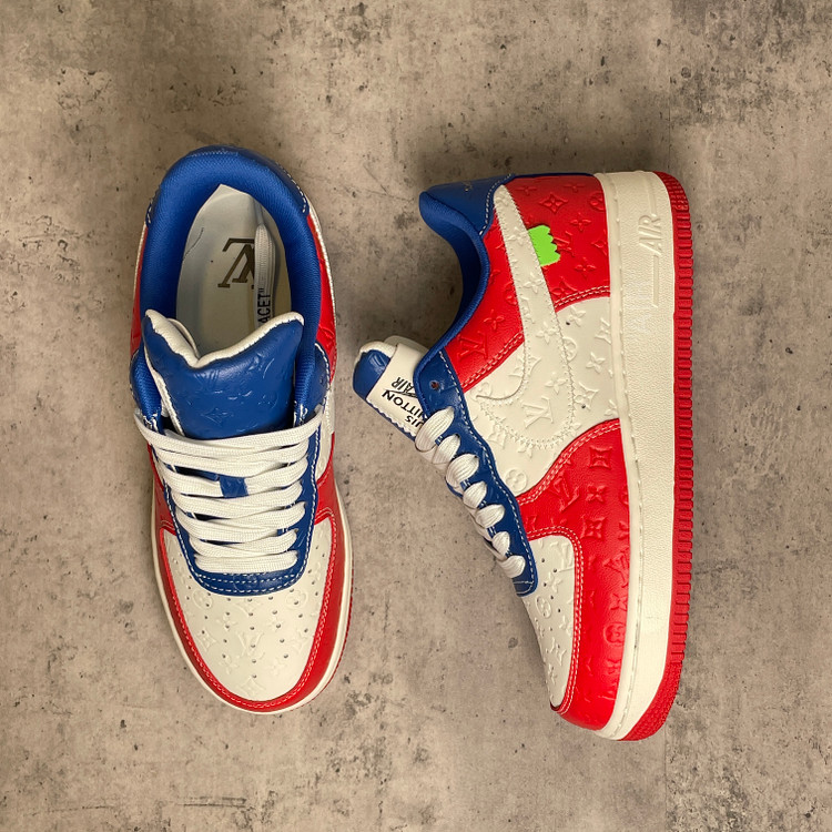 کتونی Air Force 1 طرح Louis Vuitton سفید آبی قرمز | مستر کوالیتی
