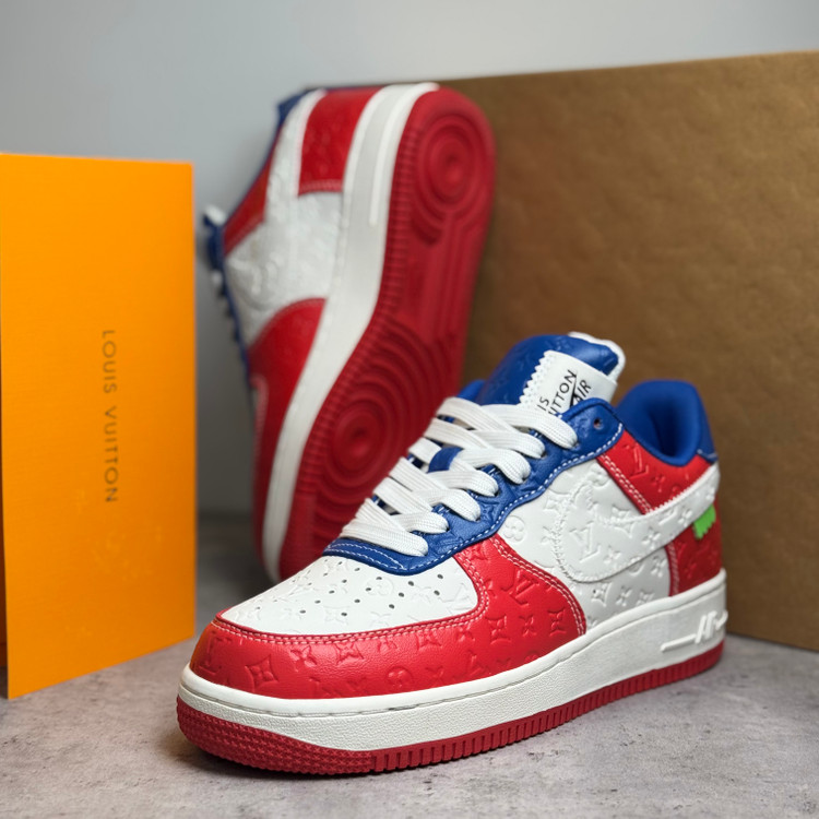 کتونی Air Force 1 طرح Louis Vuitton سفید آبی قرمز | مستر کوالیتی